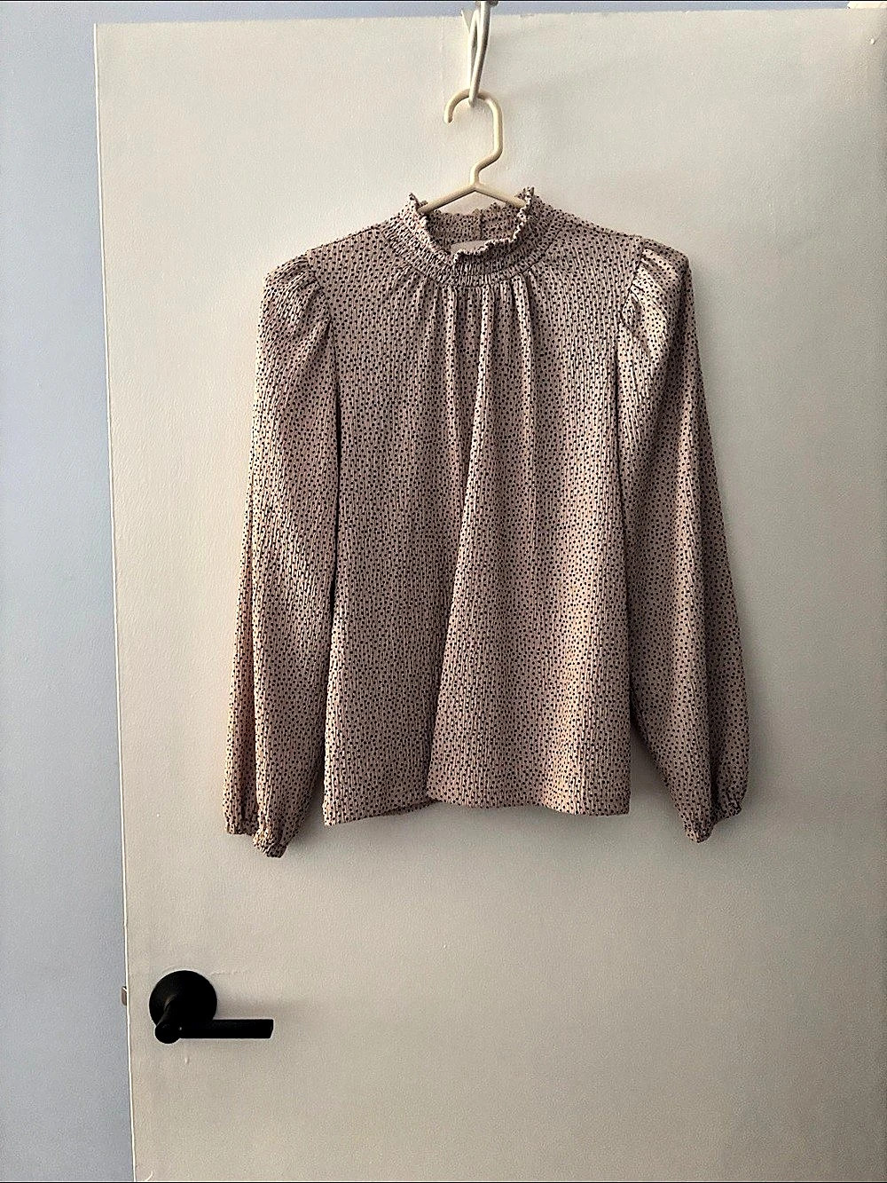 Polka Dot Long Sleeve Blouse in Brown & Pink Like New